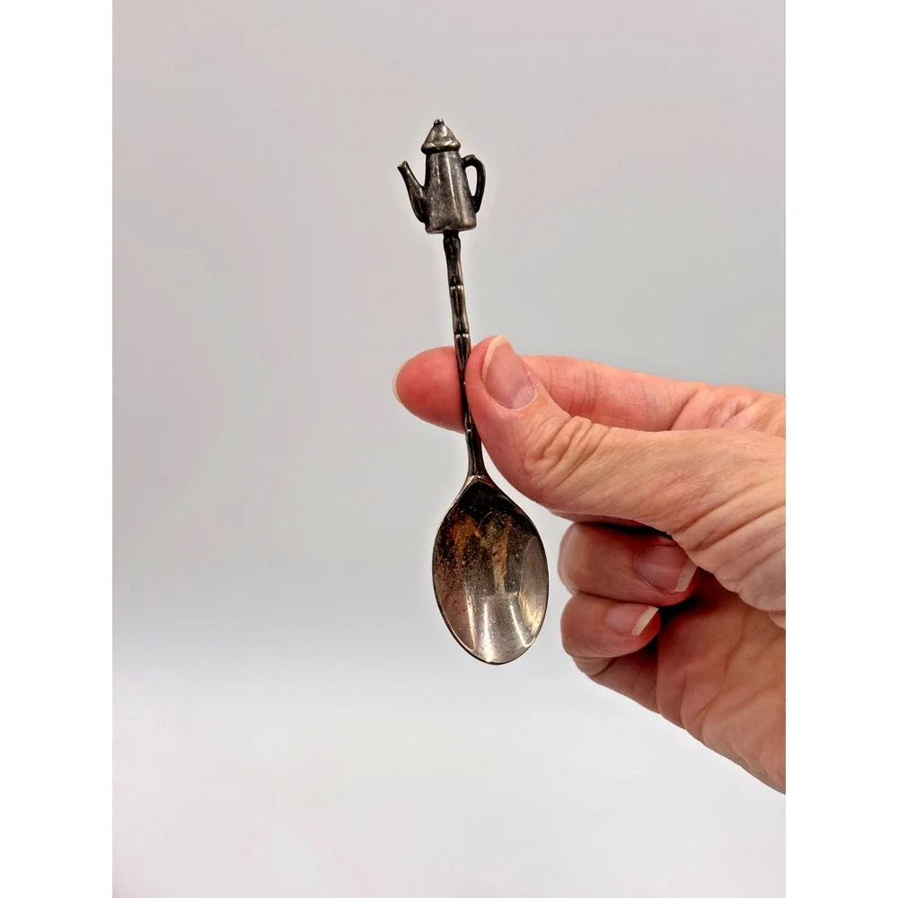 Silea Silver Plate Demitasse Spoon Coffee Tea Pot Finial Italy
